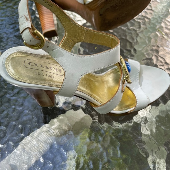 Coach Leather Heeled Sandals, White - Picture 8 of 9